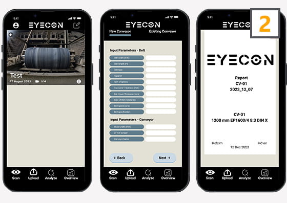 Aplicación EyeCon para detectar daños en la cobertura de la banda